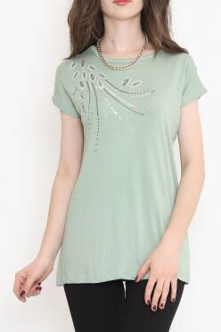 Pul Detaylı Bluz Mint - 17137.599. - 2