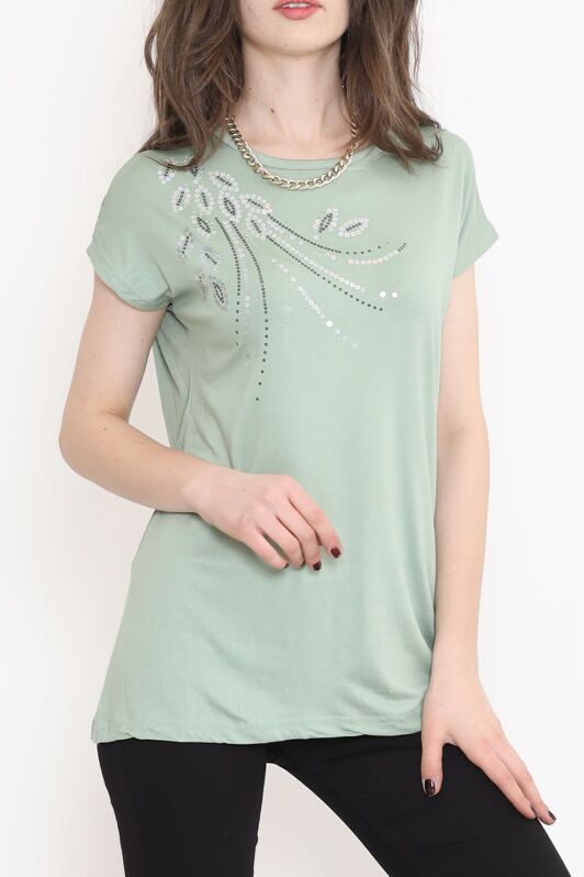 Pul Detaylı Bluz Mint - 17137.599. - 3
