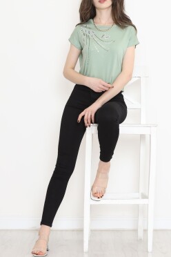 Pul Detaylı Bluz Mint - 17137.599. - 4