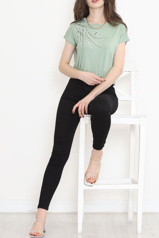 Pul Detaylı Bluz Mint - 17137.599. - 4