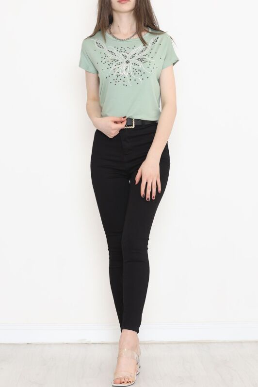 Pul Detaylı Bluz Mint - 17141.599. - 4