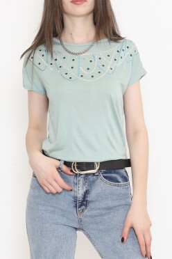 Pul Detaylı Bluz Mint - 17143.599. - 1