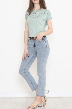 Pul Detaylı Bluz Mint - 17143.599. - 3