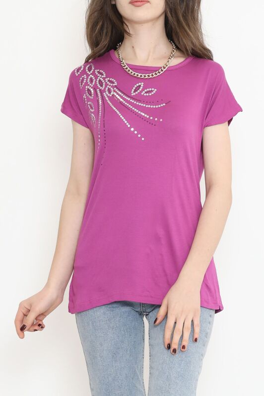Pul Detaylı Bluz Mor - 17137.599. - 1