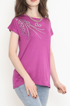 Pul Detaylı Bluz Mor - 17137.599. - 2