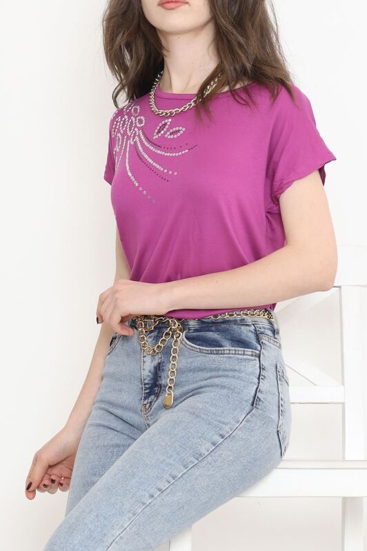Pul Detaylı Bluz Mor - 17137.599. - 3