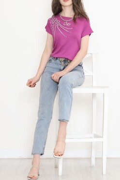 Pul Detaylı Bluz Mor - 17137.599. - 4