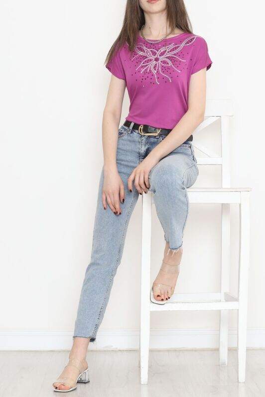 Pul Detaylı Bluz Mor - 17141.599. - 4