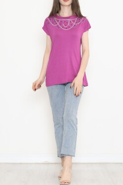Pul Detaylı Bluz Mor - 17143.599. - 2