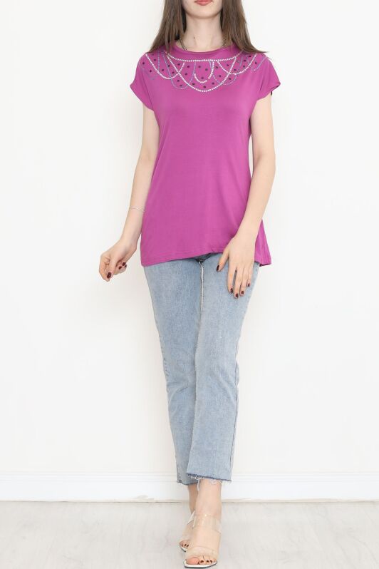 Pul Detaylı Bluz Mor - 17143.599. - 2
