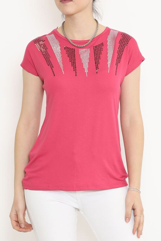 Pul Detaylı Bluz Pembe - 17144.599. - 1