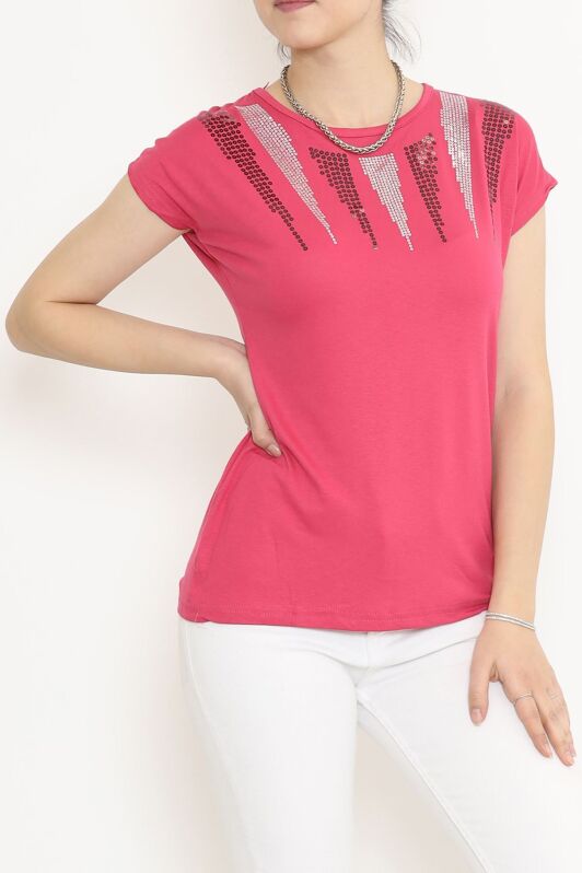 Pul Detaylı Bluz Pembe - 17144.599. - 3