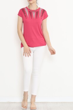 Pul Detaylı Bluz Pembe - 17144.599. - 4