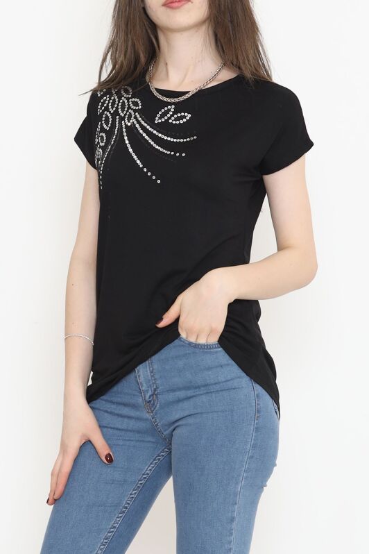 Pul Detaylı Bluz Siyah - 17137.599. - 2