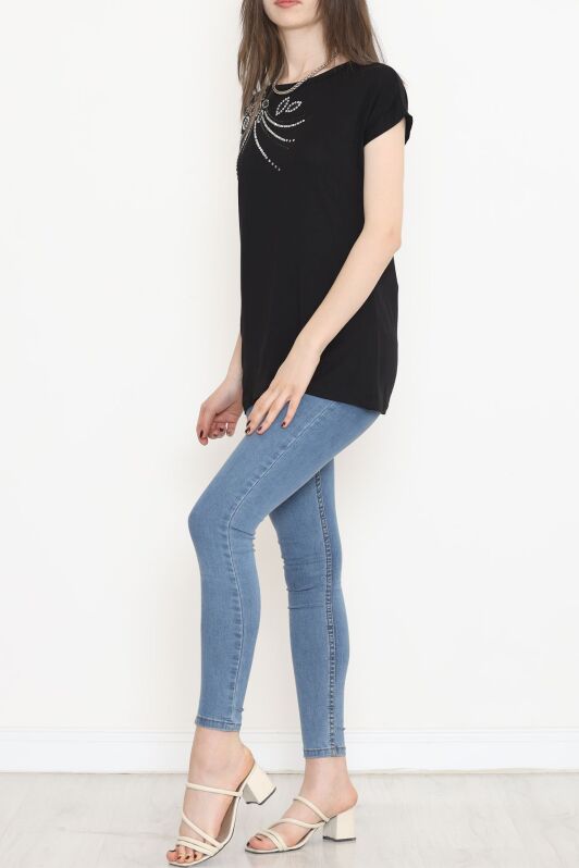 Pul Detaylı Bluz Siyah - 17137.599. - 3