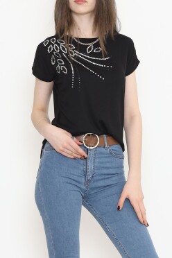 Pul Detaylı Bluz Siyah - 17137.599. - 4