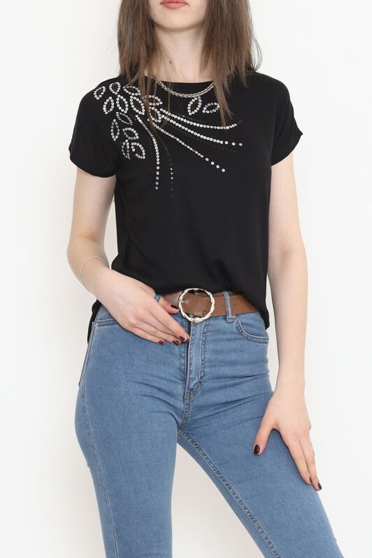 Pul Detaylı Bluz Siyah - 17137.599. - 4