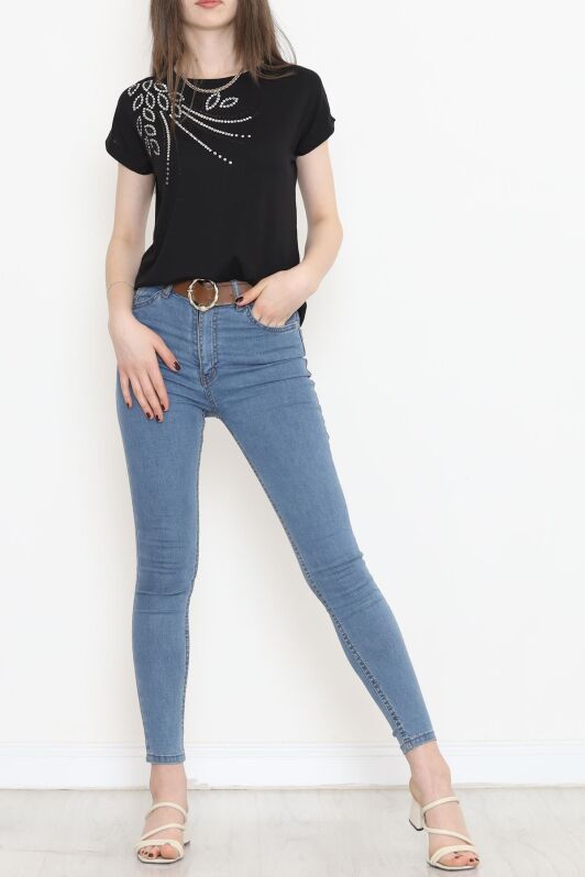 Pul Detaylı Bluz Siyah - 17137.599. - 5