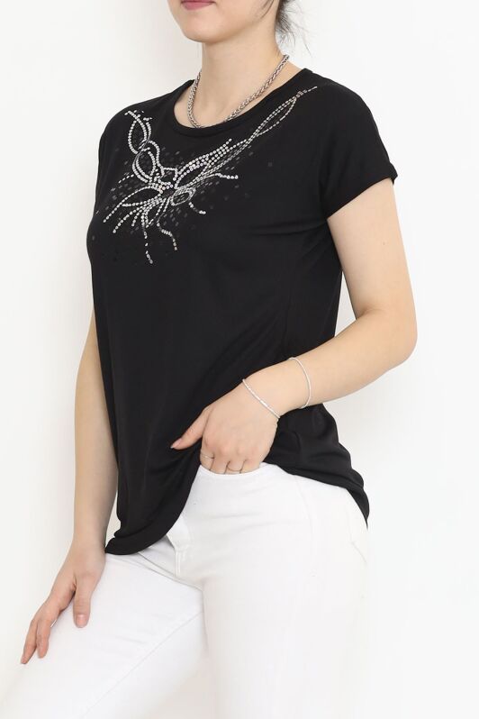 Pul Detaylı Bluz Siyah - 17141.599. - 3