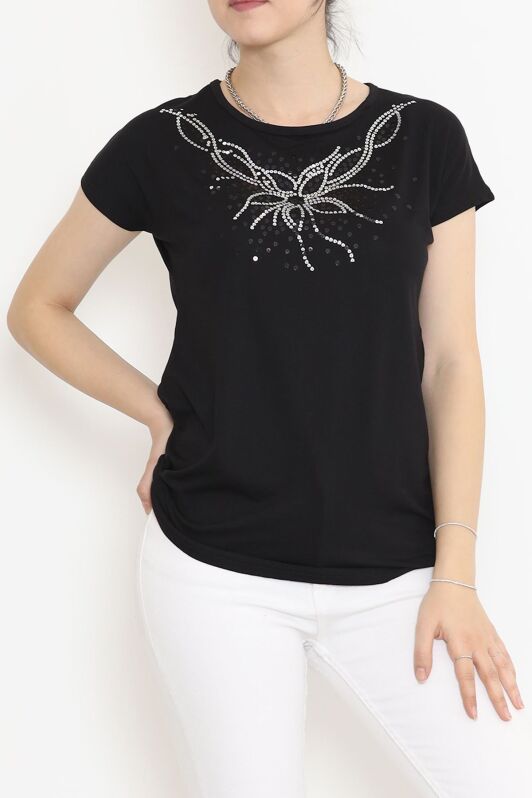Pul Detaylı Bluz Siyah - 17141.599. - 4