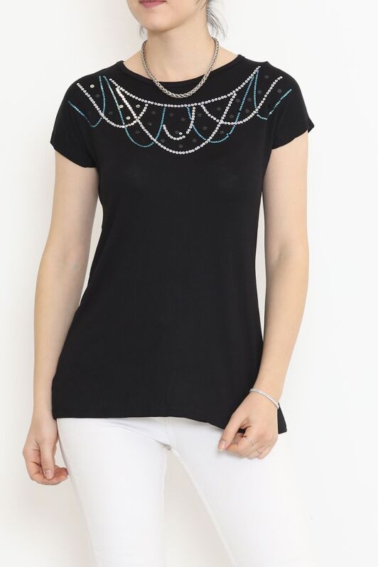 Pul Detaylı Bluz Siyah - 17143.599. - 1