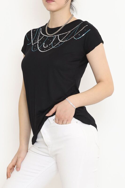 Pul Detaylı Bluz Siyah - 17143.599. - 2
