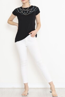 Pul Detaylı Bluz Siyah - 17143.599. - 4