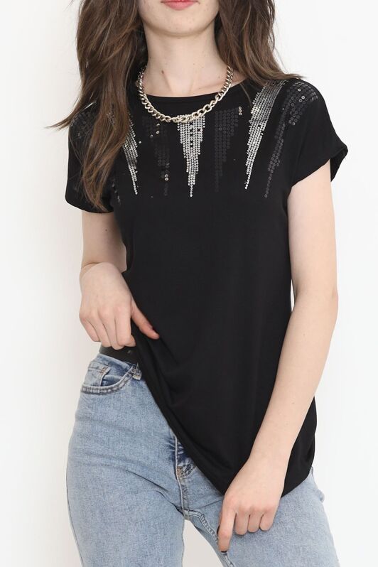 Pul Detaylı Bluz Siyah - 17144.599. - 1