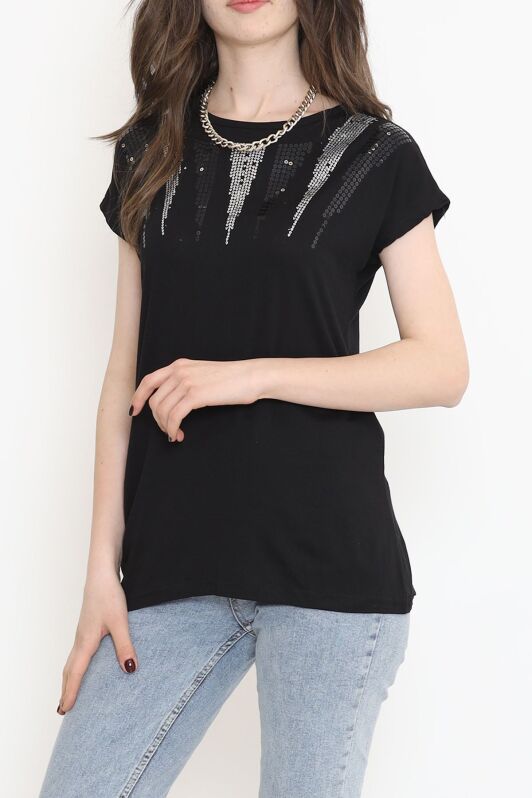 Pul Detaylı Bluz Siyah - 17144.599. - 2