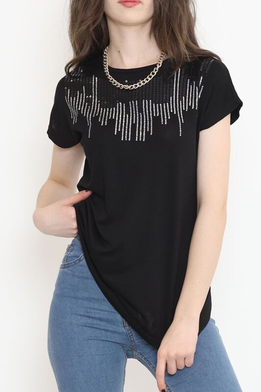 Pul Detaylı Bluz Siyah - 17145.599. - 1