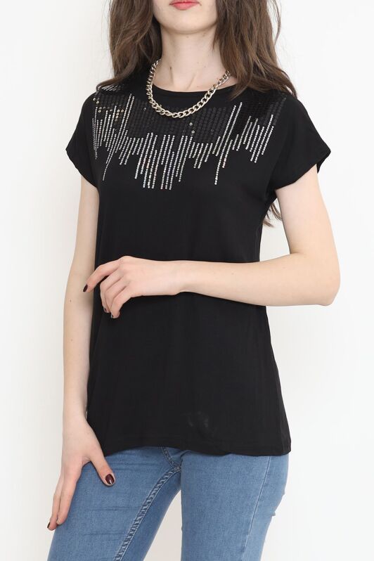 Pul Detaylı Bluz Siyah - 17145.599. - 2