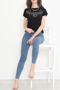 Pul Detaylı Bluz Siyah - 17145.599. - 4