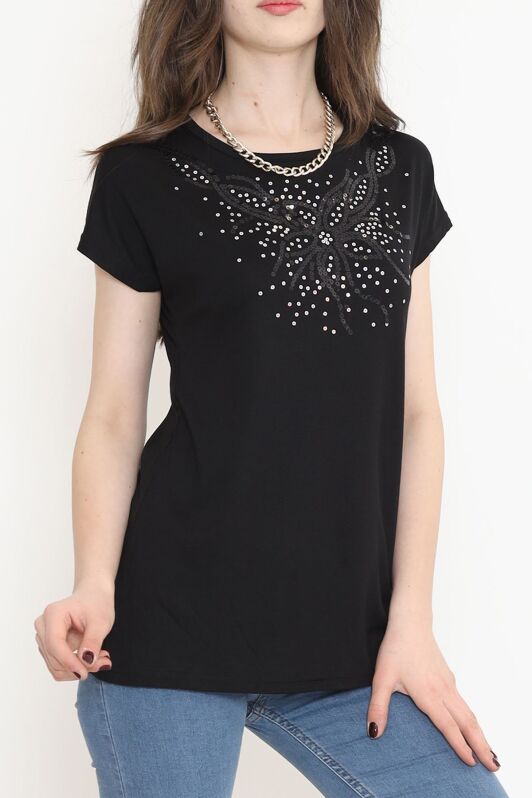 Pul Detaylı Bluz Siyah1 - 17141.599. - 1