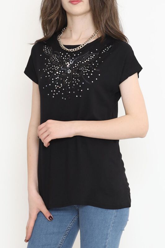 Pul Detaylı Bluz Siyah1 - 17141.599. - 3