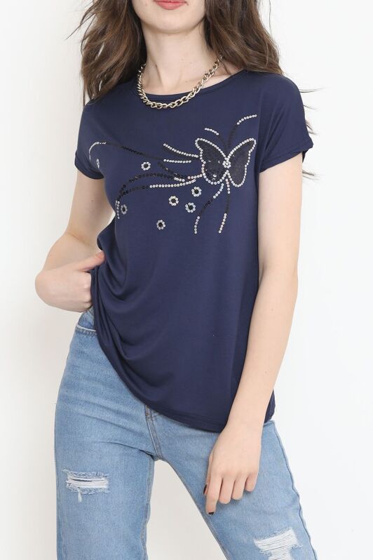 Pul İşlemeli Bluz Koyuindigo - 17131.599. - 1