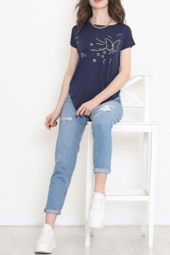 Pul İşlemeli Bluz Koyuindigo - 17131.599. - 4