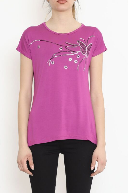 Pul İşlemeli Bluz Mor - 17131.599. - 2