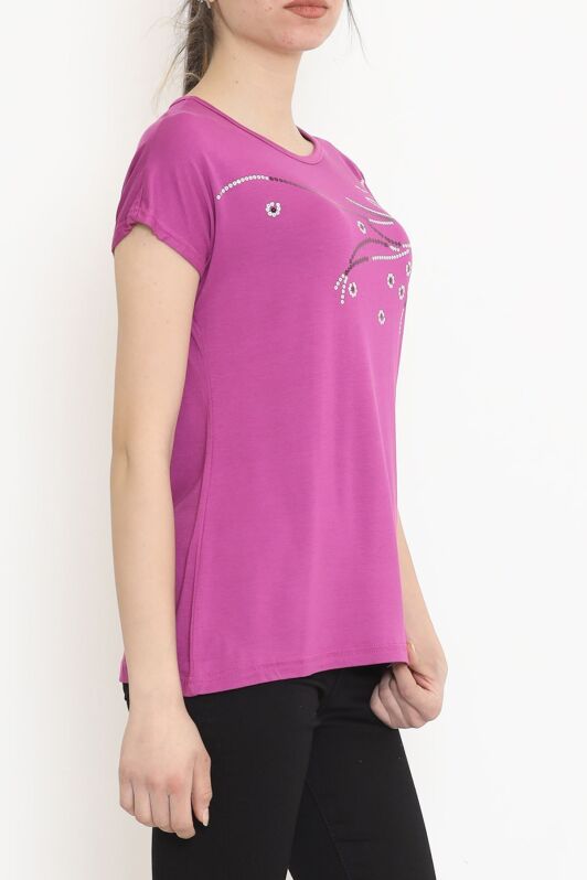 Pul İşlemeli Bluz Mor - 17131.599. - 3