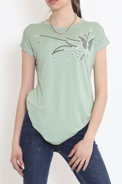 Pul İşlemeli Bluz Pastelyeşil - 17131.599. - 3