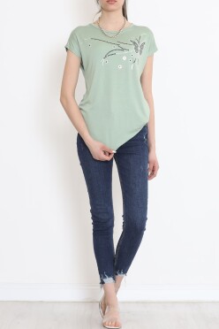 Pul İşlemeli Bluz Pastelyeşil - 17131.599. - 4