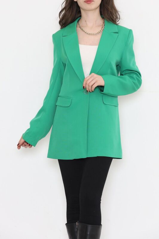 Tek Düğme Blazer Ceket Yeşil - 15527.1791. - 1