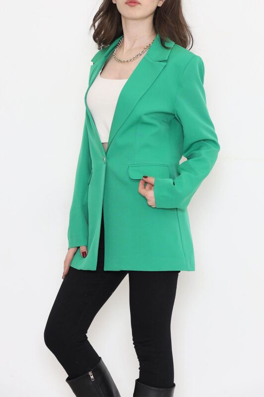 Tek Düğme Blazer Ceket Yeşil - 15527.1791. - 2