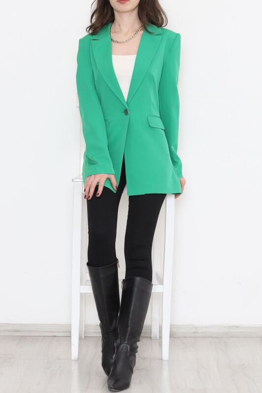 Tek Düğme Blazer Ceket Yeşil - 15527.1791. - 4