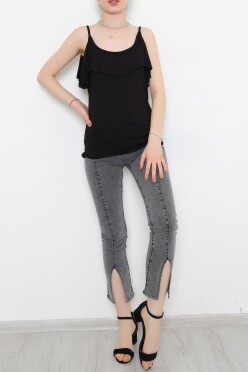 Volanlı Bluz Siyah - 10676.1095. - 1